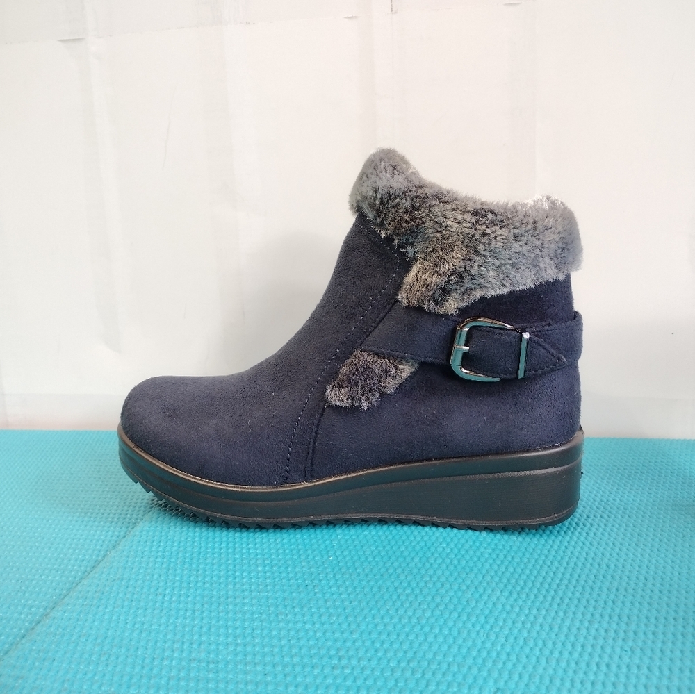 Patrizia Tuzza Womens Faux Fur Waterproof Side Zip Ankle Boots Sz 37 (6.5-7)